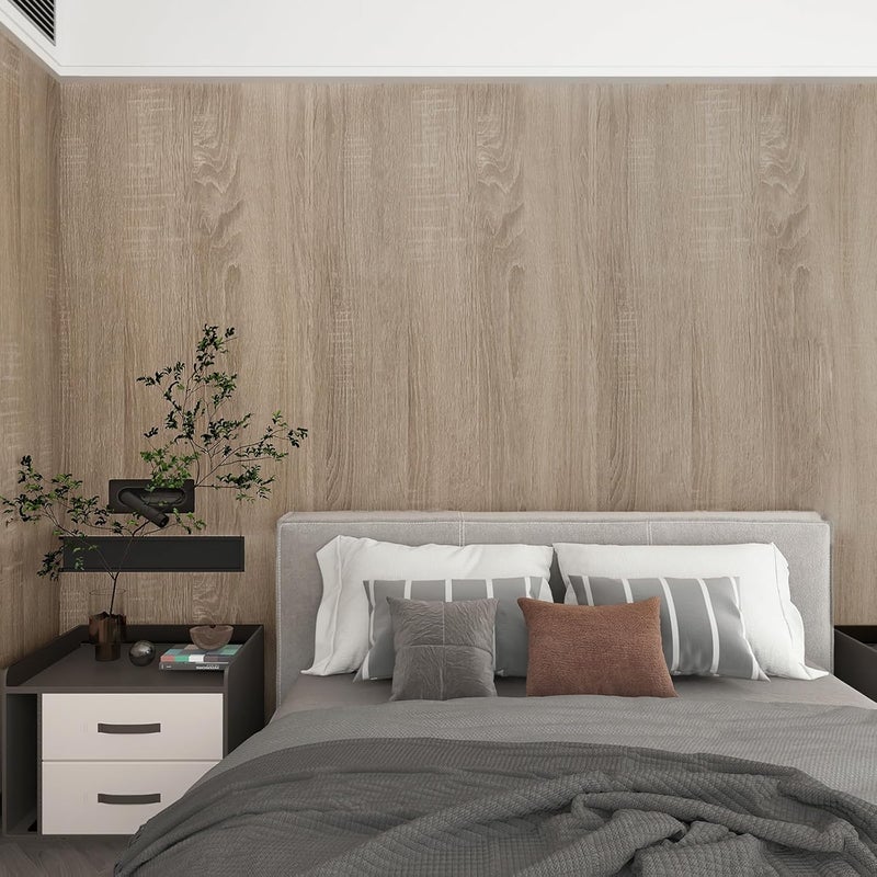 Boobest 354x24 Inch Light Wood Wallpaper Peel and Stick Oak Wood Grain Contact Paper for Countertops Waterproof Thick Oak Wallpaper for Walls Kitchen Bedroom Cabinets Vinyl Wrap Grey Brown - Image 5